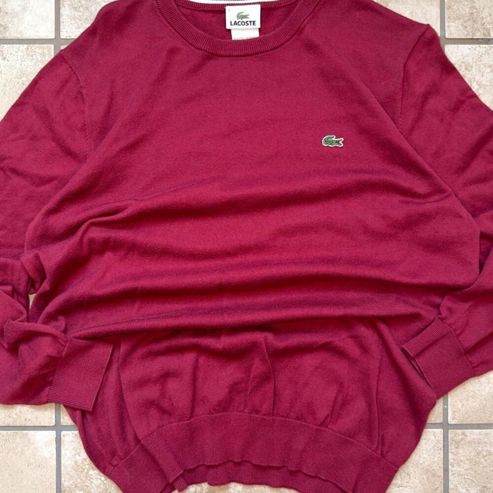 Lacoste Grey V Neck Sweater - Size M (French 5)